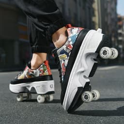 image-Male And Female Adult Four Wheel Deformation Shoes Student Sports Shoes With Light Pulley