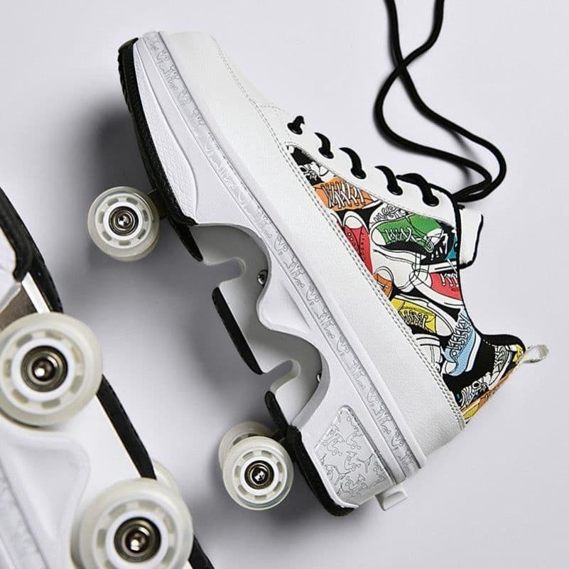image-Male And Female Adult Four Wheel Deformation Shoes Student Sports Shoes With Light Pulley