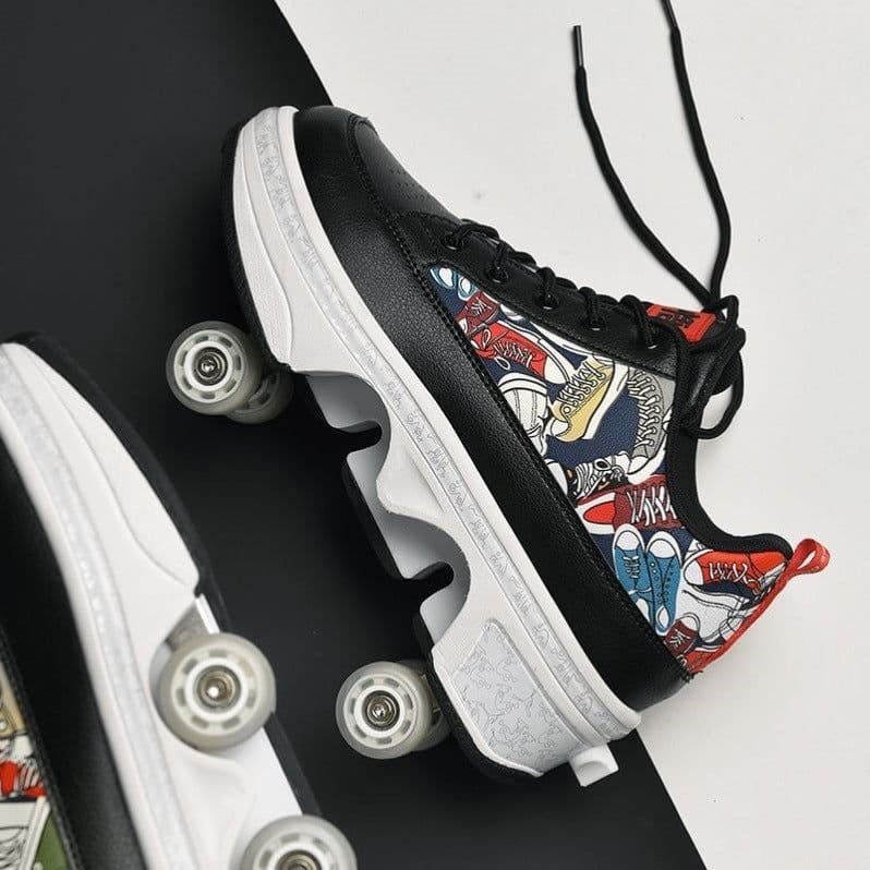 image-Male And Female Adult Four Wheel Deformation Shoes Student Sports Shoes With Light Pulley