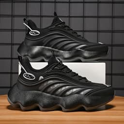 image-Dad Shoes New Korean Style Fashionable Ins Platform Black Low-top Sneakers Spring Leisure All-matching Men's Shoes