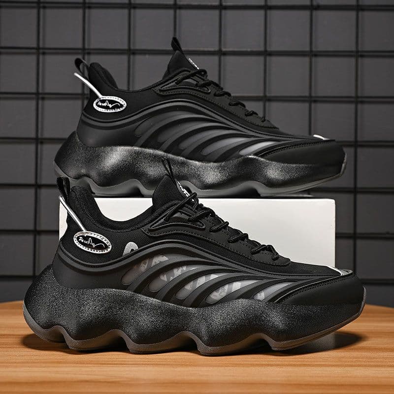 image-Dad Shoes New Korean Style Fashionable Ins Platform Black Low-top Sneakers Spring Leisure All-matching Men's Shoes