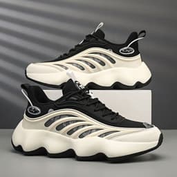 image-Dad Shoes New Korean Style Fashionable Ins Platform Black Low-top Sneakers Spring Leisure All-matching Men's Shoes