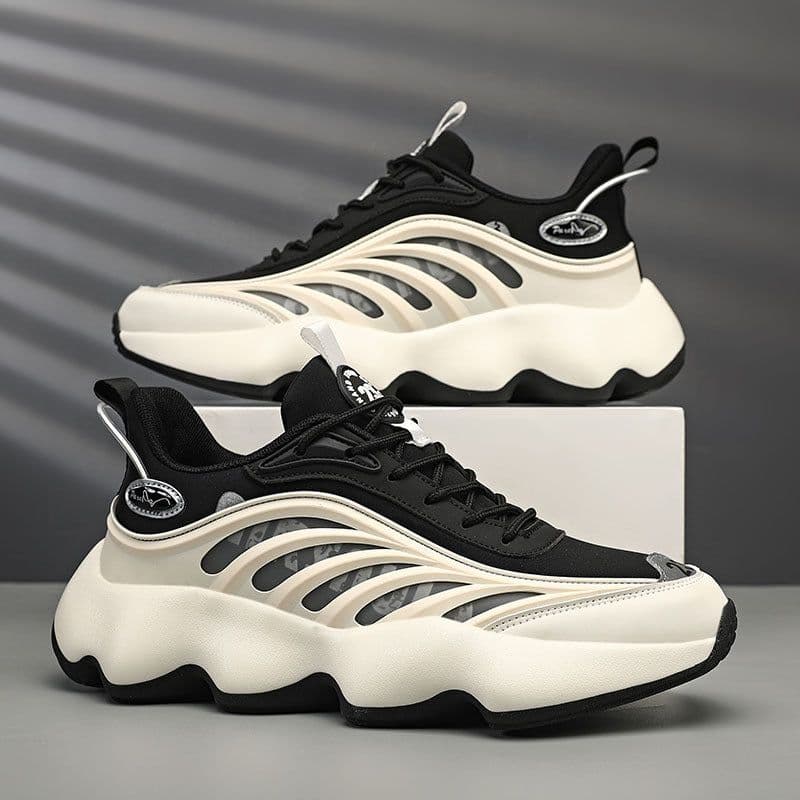 image-Dad Shoes New Korean Style Fashionable Ins Platform Black Low-top Sneakers Spring Leisure All-matching Men's Shoes