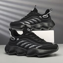 image-Dad Shoes New Korean Style Fashionable Ins Platform Black Low-top Sneakers Spring Leisure All-matching Men's Shoes