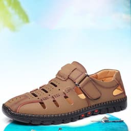 image-Mens Fashion Casual Leather Hollow Out Breathable Casual Shoes