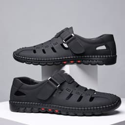 image-Mens Fashion Casual Leather Hollow Out Breathable Casual Shoes