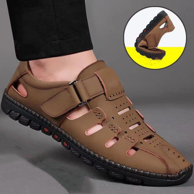 image-Mens Fashion Casual Leather Hollow Out Breathable Casual Shoes
