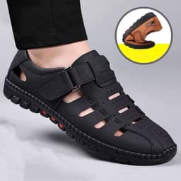 image-Mens Fashion Casual Leather Hollow Out Breathable Casual Shoes