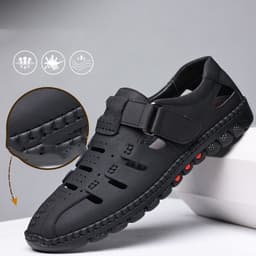 image-Mens Fashion Casual Leather Hollow Out Breathable Casual Shoes