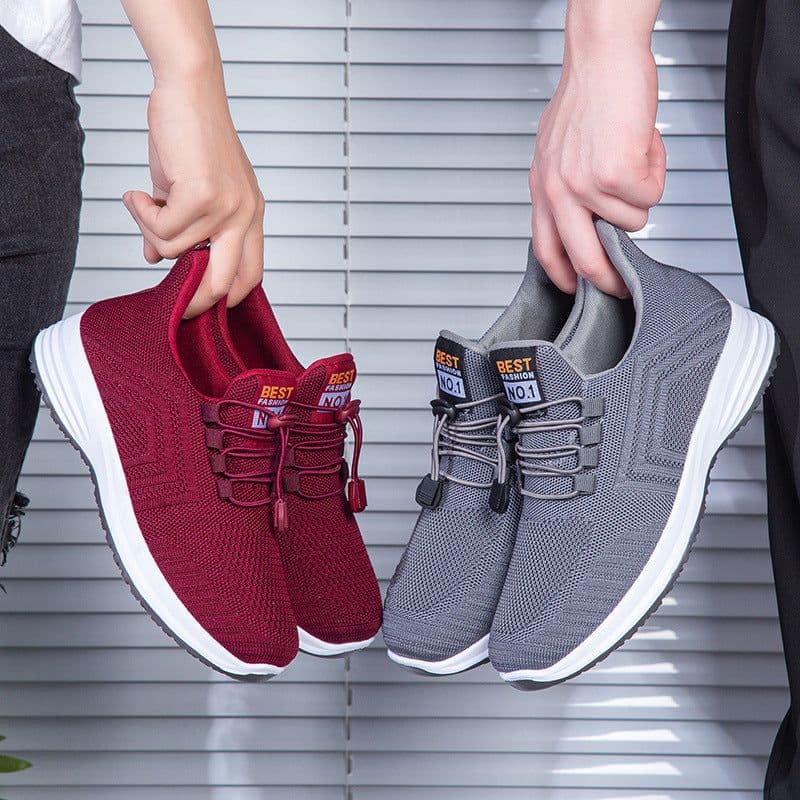 image-Walking Flying Woven Slip On Cloth Shoes Lightweight
