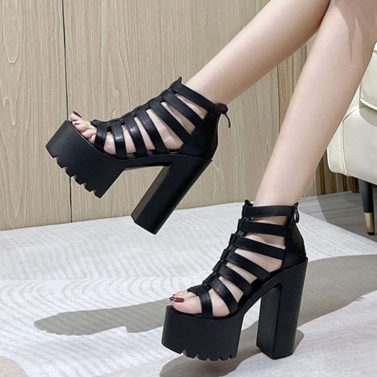 image-Waterproof Platform Thick Heeled Sandals