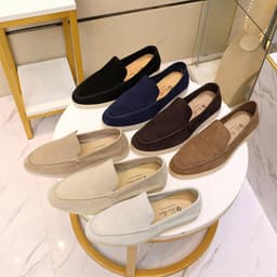 image-Men's Soft Sole Nubuck Sheepskin Loafers
