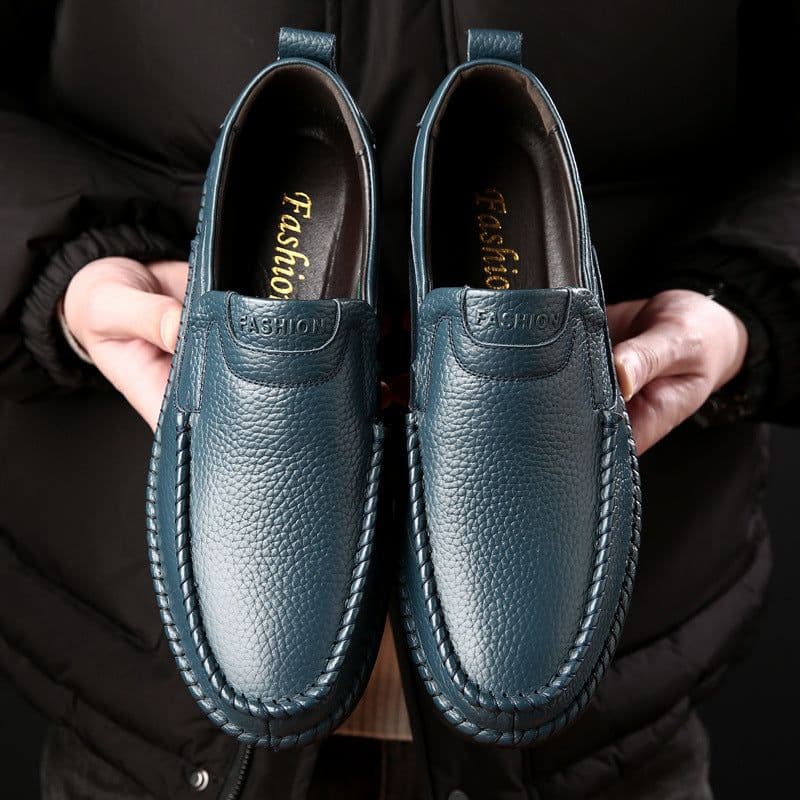 image-Cowhide Slip-on Leather Non-slip Casual Men's Shoes