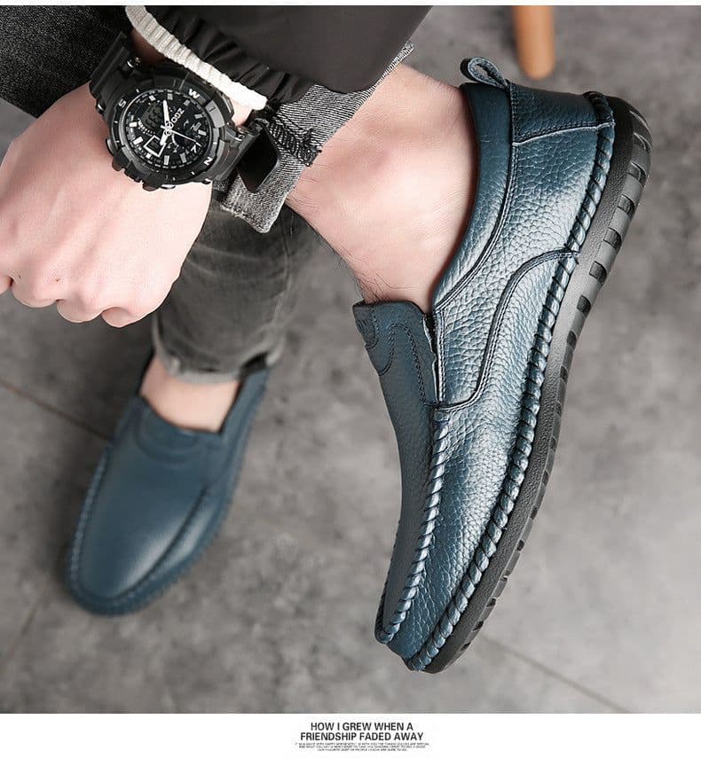 image-Cowhide Slip-on Leather Non-slip Casual Men's Shoes