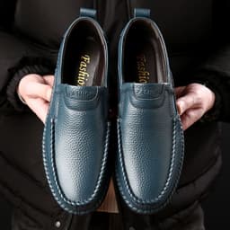 image-Cowhide Slip-on Leather Non-slip Casual Men's Shoes