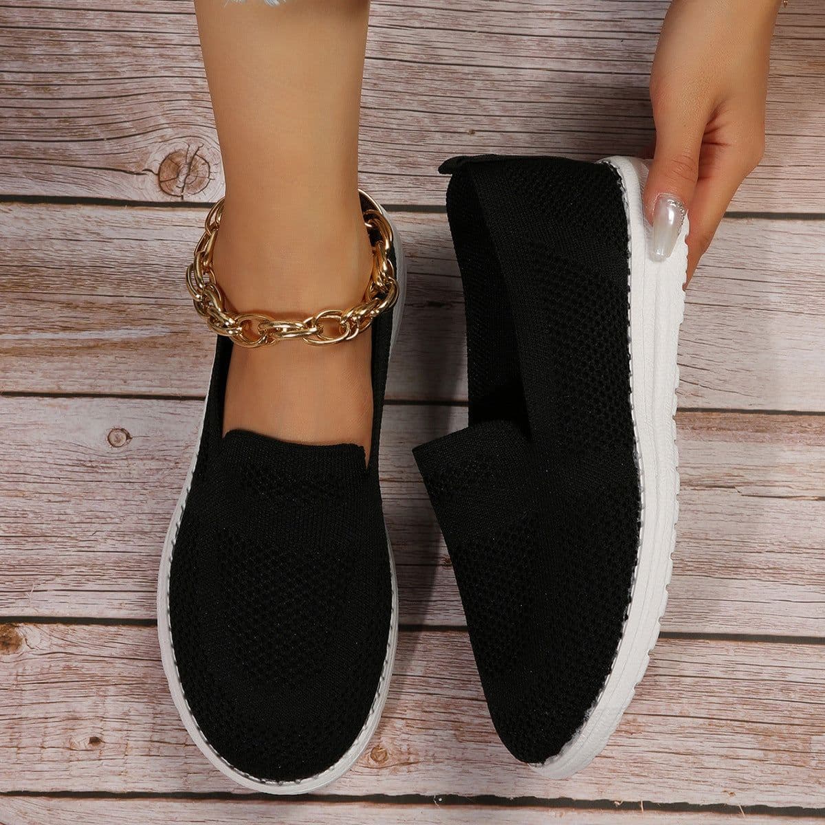 image-Women's Mesh Shoes Breathable Slip On Lazy Shoes Loafers