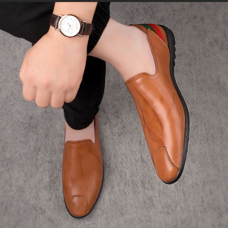 image-Men's Tods Casual Low-top Slip-on Leather Shoes Slip-on Plus Size Driving Shoes