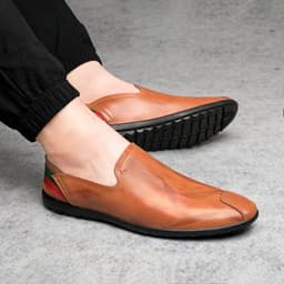 image-Men's Tods Casual Low-top Slip-on Leather Shoes Slip-on Plus Size Driving Shoes