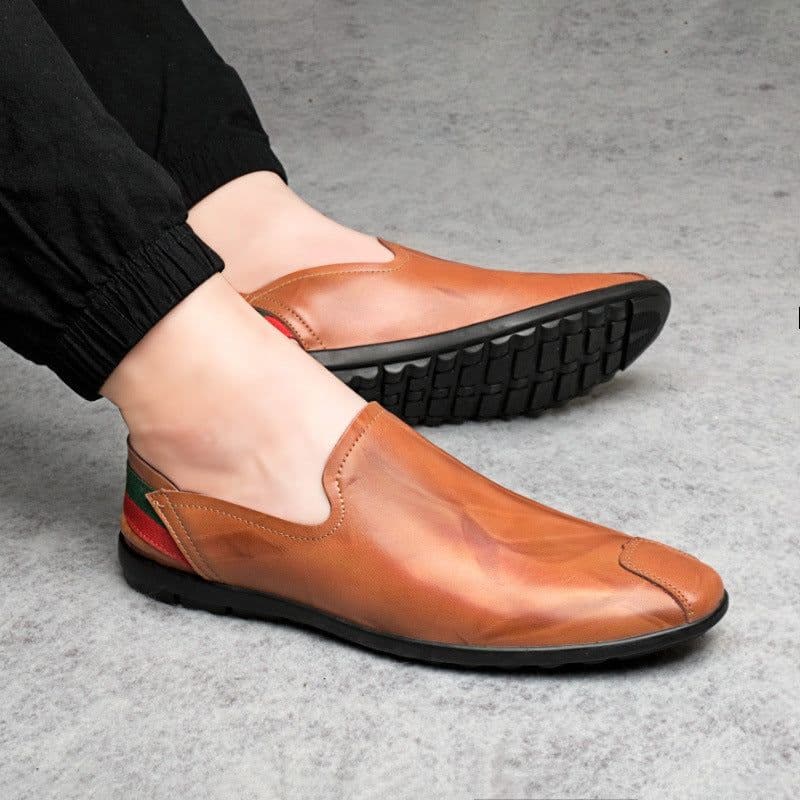 image-Men's Tods Casual Low-top Slip-on Leather Shoes Slip-on Plus Size Driving Shoes