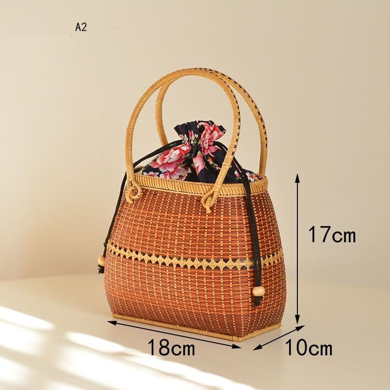 image-Storage Picnic Travel Hand-woven Bamboo Handbag