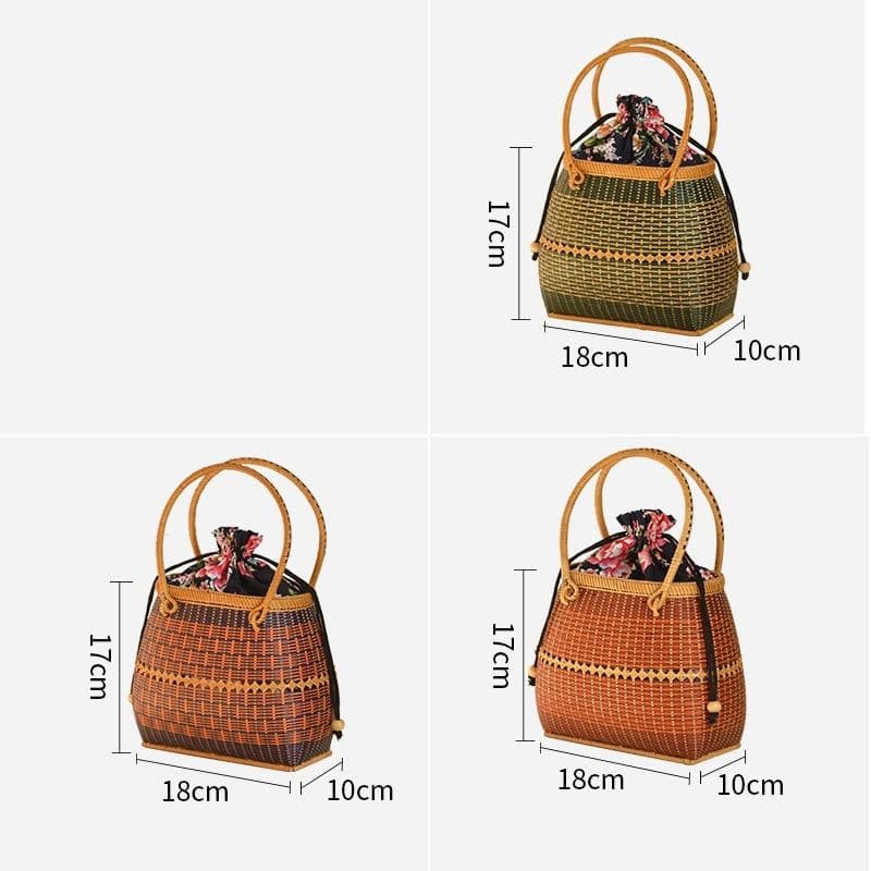 image-Storage Picnic Travel Hand-woven Bamboo Handbag