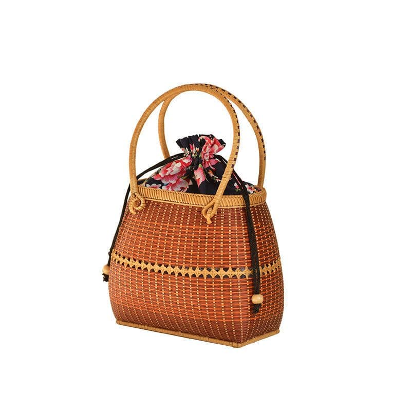 image-Storage Picnic Travel Hand-woven Bamboo Handbag