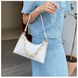 image-Fashion Stone Texture Shoulder Bag With Chain Women's Underarm Bag