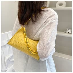 image-Fashion Stone Texture Shoulder Bag With Chain Women's Underarm Bag
