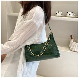 image-Fashion Stone Texture Shoulder Bag With Chain Women's Underarm Bag