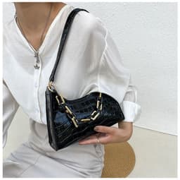 image-Fashion Stone Texture Shoulder Bag With Chain Women's Underarm Bag