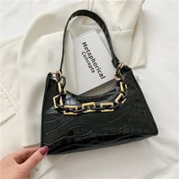 image-Fashion Stone Texture Shoulder Bag With Chain Women's Underarm Bag