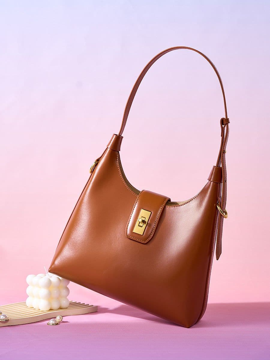 image-Shoulder Bag Genuine Leather Retro French Stick Female