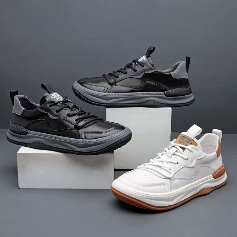 image-Cowhide Head Tilt Clown Hollow Leather Breathable Casual Shoes