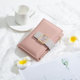 image-Three Fold Zipper Hasp Short Women's Wallet
