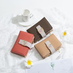 image-Three Fold Zipper Hasp Short Women's Wallet