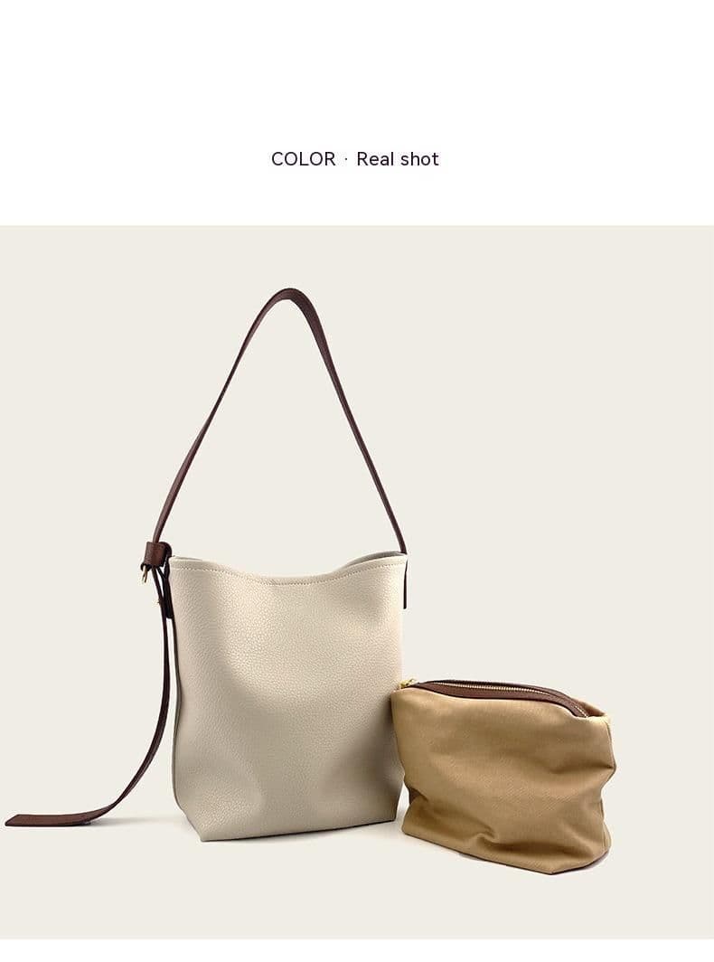 image-Fashion All-match Crossbody Special-interest Design Cowhide Bucket Bag