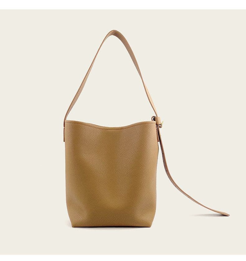 image-Fashion All-match Crossbody Special-interest Design Cowhide Bucket Bag