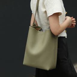 image-Fashion All-match Crossbody Special-interest Design Cowhide Bucket Bag