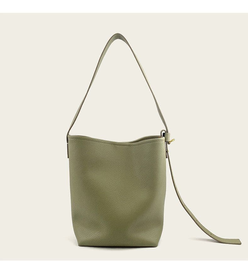image-Fashion All-match Crossbody Special-interest Design Cowhide Bucket Bag