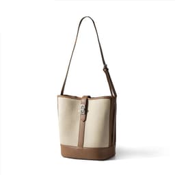 image-Large Capacity Women's Cowhide Bucket Shoulder Bag