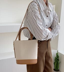 image-Fashion Canvas Cross Body Bucket Women's Shoulder Bag