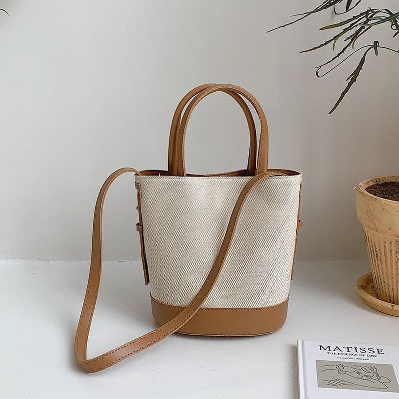 image-Fashion Canvas Cross Body Bucket Women's Shoulder Bag
