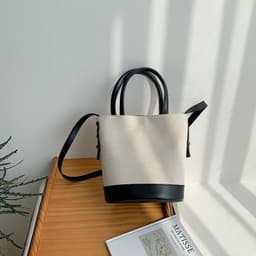 image-Fashion Canvas Cross Body Bucket Women's Shoulder Bag