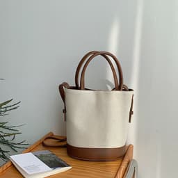 image-Fashion Canvas Cross Body Bucket Women's Shoulder Bag