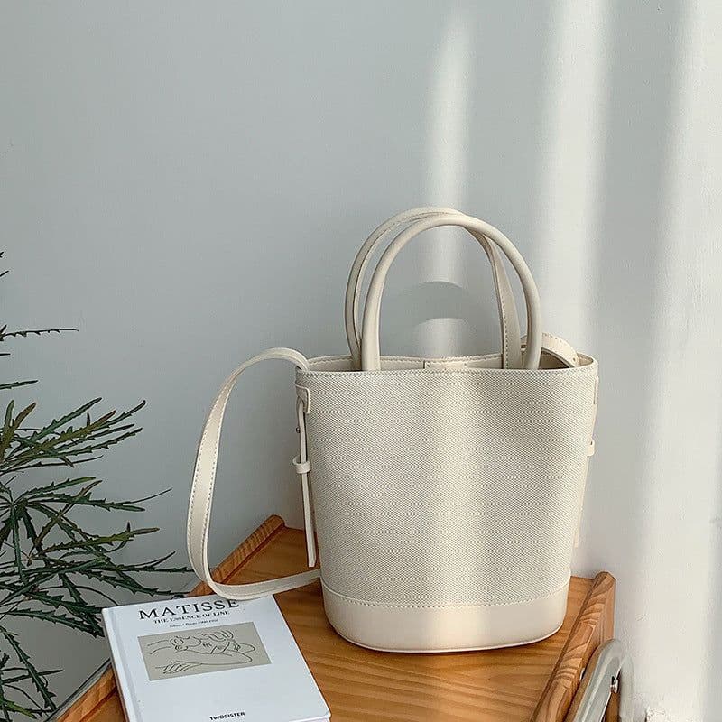 image-Fashion Canvas Cross Body Bucket Women's Shoulder Bag