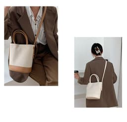 image-Fashion Canvas Cross Body Bucket Women's Shoulder Bag