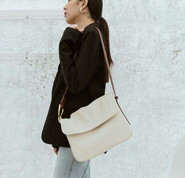 image-Super soft large bag with simple wide shoulder straps and crossbody