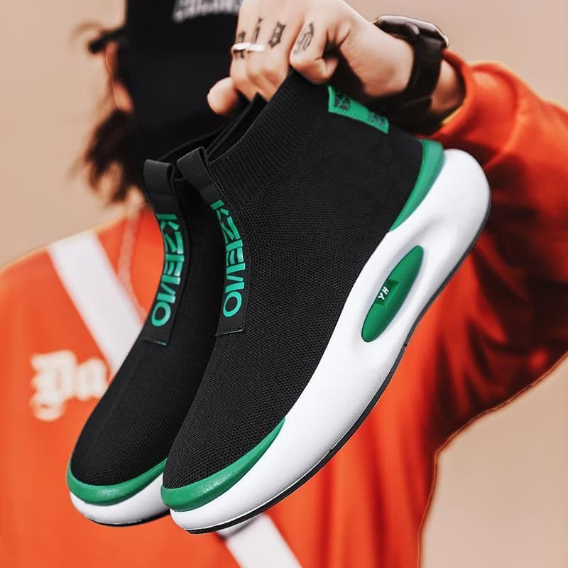 image-Mid-top Sock Shoes Lazy Slip On Flying Woven Sports