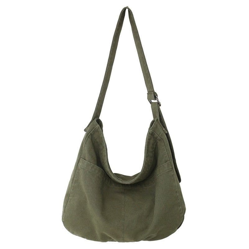 image-Women's Large Capacity Idle Style Artistic Simple Canvas Bag School College Students