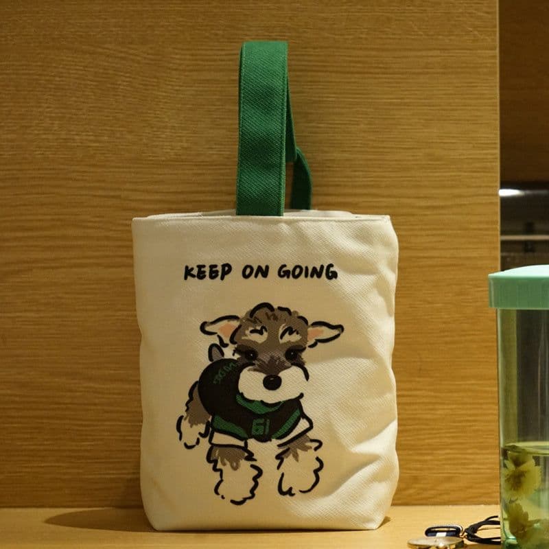 image-Schnauzer Canvas Bag Holding Bucket